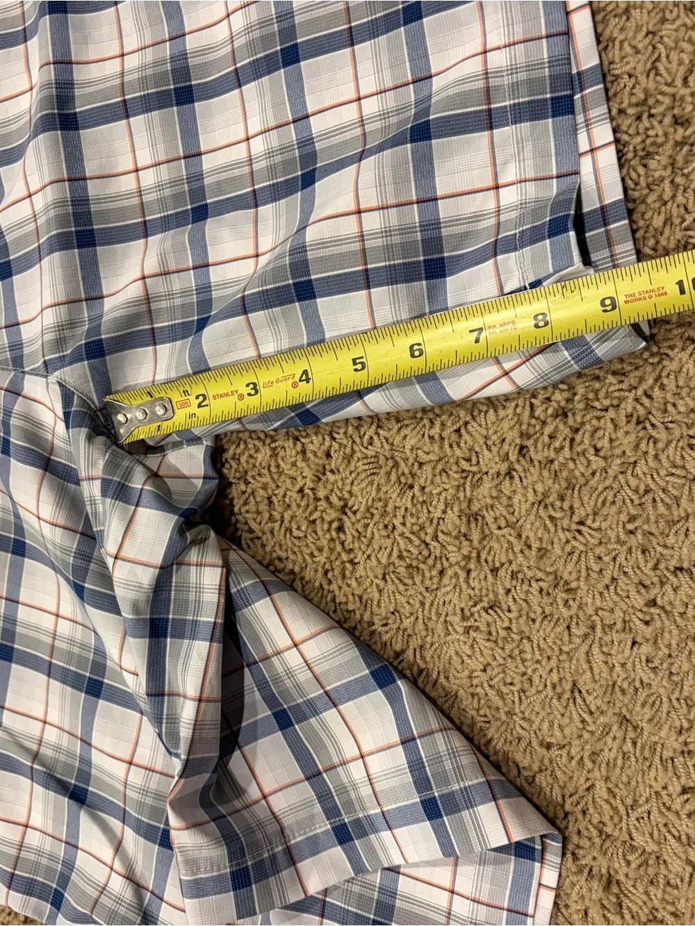 Chaps Men's Flat Front Blue Plaid Shorts Casual 9” Inseam Size 34 Pockets